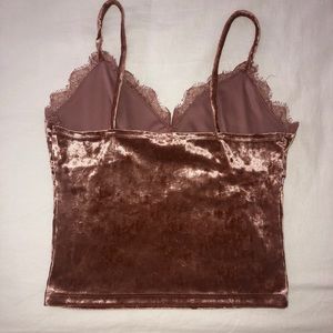 Velvet Copper Brown Crop Top